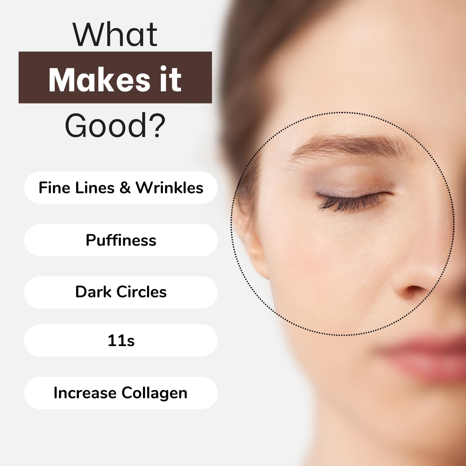 Elensilia 80% Collagen With Gold Peptides Eye Cream - Snail Secretion Filtrate + Matrixyl 3000 + Haloxyl For Wrinkles, Dark Circles, Moisturizer - Korean Skin Care, 0.7 fl.oz